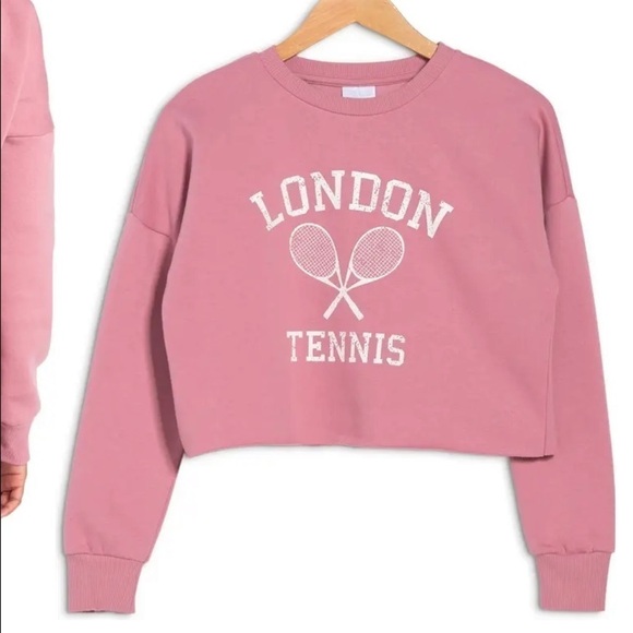 NWT Abound Pink London Tennis Cropped Sweatshirt - Picture 3 of 4